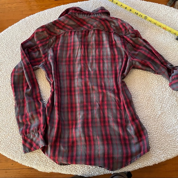 Carbon Classic Fit Red Grey Plaid Button Long Sleeve Shirt - Picture 8 of 10